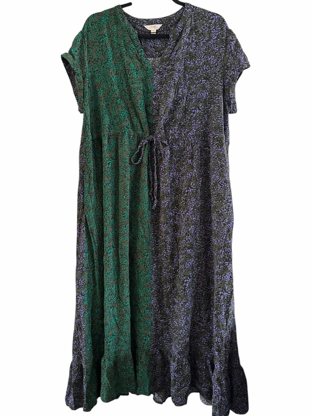 Like New! Terra & Sky Green and Purple Split-Print Maxi Dress Size 0XL